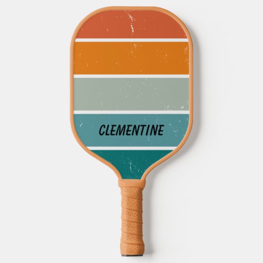 Retro Sunset Blauw en Sinaasappel Gepersonaliseerd Pickleball Paddle (Voorkant)
