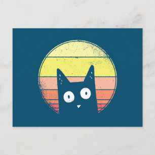 Retro Sunset Cat Briefkaart