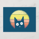 Retro Sunset Cat Briefkaart (Voorkant)