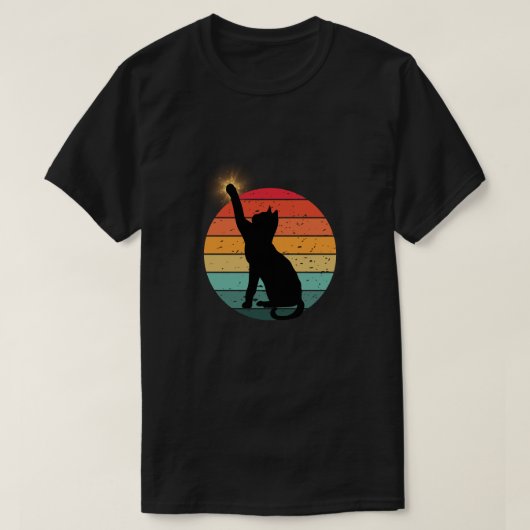 Retro Sunset Cat Silhouette – Esthetisch T-shirt (Design voorkant)