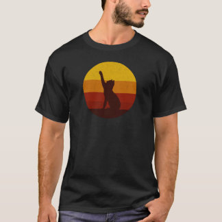 Retro Sunset Cat Silhouette | Vintage Aesthetic Ca T-shirt