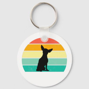 Retro Sunset Chihuahua Sleutelhanger