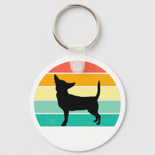 Retro Sunset Chihuahua Sleutelhanger