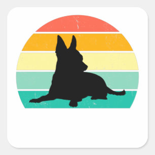 Retro Sunset Chihuahua Vierkante Sticker