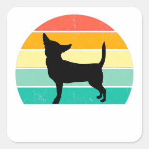 Retro Sunset Chihuahua Vierkante Sticker