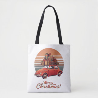 Retro Sunset Christmas Draagtas