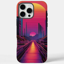 Retro Sunset City iPhone Case Vaporwave Esthetisch