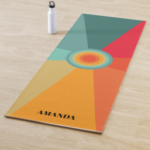Retro Sunset Color Palet Persoonlijke naam Yogamat
