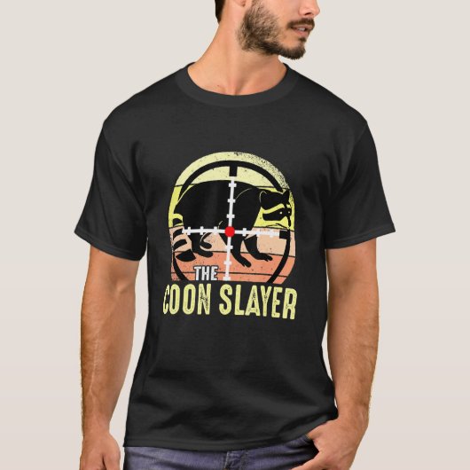 Retro Sunset Coon Slayer Hunter T-shirt (Voorkant)
