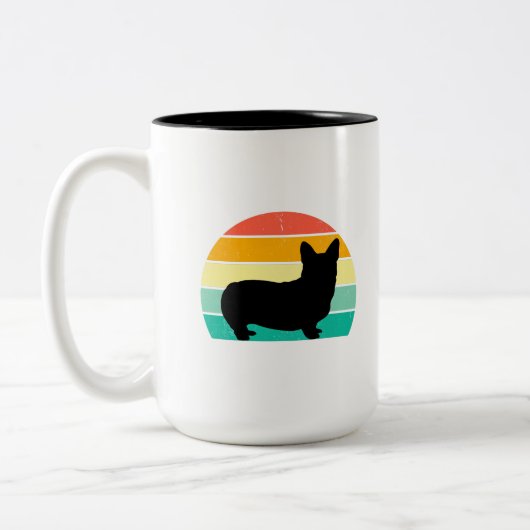 Retro Sunset Corgi Coffee Mug (Gauche)