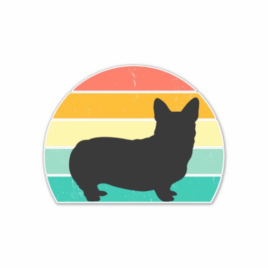 Retro Sunset Corgi Sticker (Voorkant)