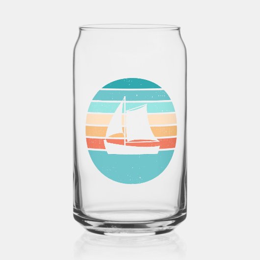 Retro Sunset Distressed Effect + Zeilboot Blikvorm Glas (Voorkant)
