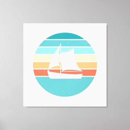 Retro Sunset Distressed Effect + Zeilboot Canvas Afdruk (Voorkant)