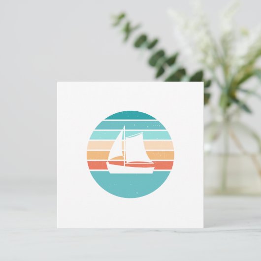 Retro Sunset Distressed Effect + Zeilboot Kaart (Staand voorkant)