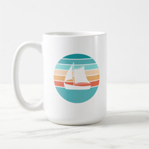 Retro Sunset Distressed Effect + Zeilboot Koffiemok