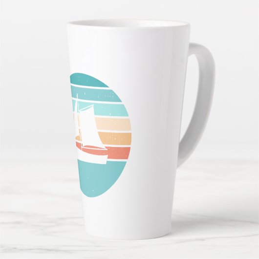 Retro Sunset Distressed Effect + Zeilboot Latte Mok (Rechterhoek)