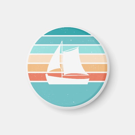 Retro Sunset Distressed Effect + Zeilboot Magneet (Voorkant)