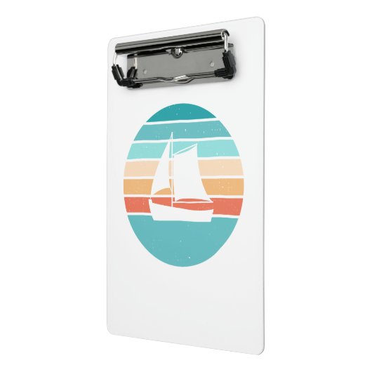 Retro Sunset Distressed Effect + Zeilboot Mini Klembord (Angled2)