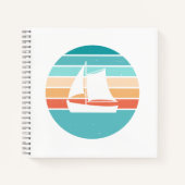 Retro Sunset Distressed Effect + Zeilboot Notitieboek (Voorkant)