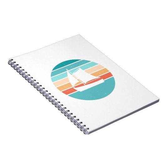 Retro Sunset Distressed Effect + Zeilboot Notitieboek (Rechterzijde)