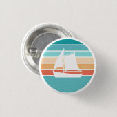 Retro Sunset Distressed Effect + Zeilboot Ronde Button 3,2 Cm (Voorkant /achterkant)