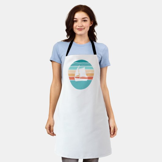 Retro Sunset Distressed Effect + Zeilboot Schort (Gedragen)