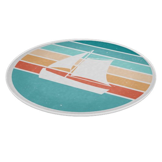 Retro Sunset Distressed Effect + Zeilboot Snijplank (Hoek)