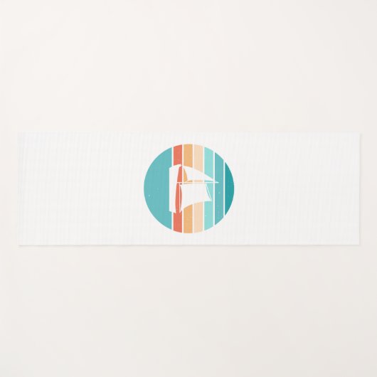 Retro Sunset Distressed Effect + Zeilboot Yogamat (Voorkant (horizontaal))