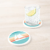 Retro Sunset Distressed Effect + Zeilboot Zandsteen Onderzetter (Zijkant)