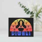 Retro Sunset Diwali Briefkaart (Staand voorkant)