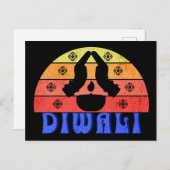 Retro Sunset Diwali Briefkaart (Voorkant / Achterkant)