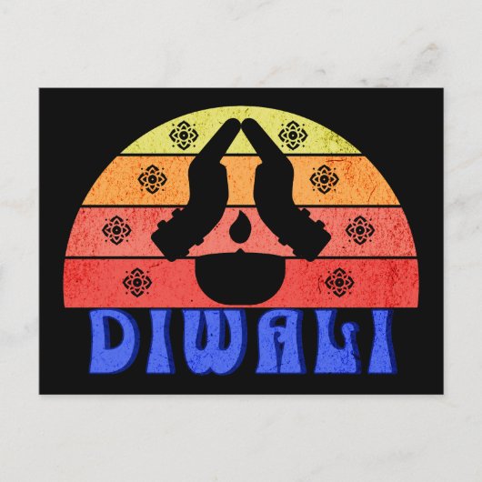 Retro Sunset Diwali Briefkaart (Voorkant)
