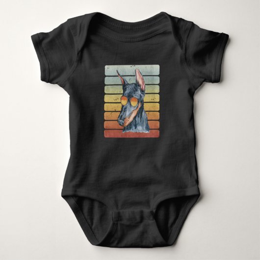 Retro Sunset Doberman mama Romper (Voorkant)
