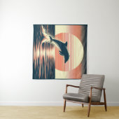 Retro Sunset Dolphin Leap Wandkleed (In Situ (horizontaal))