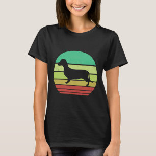 Retro Sunset Doxie Dachshund Hondenras Sil T-shirt