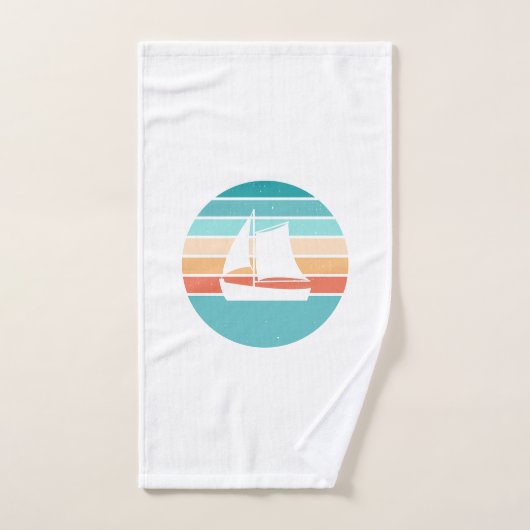 Retro Sunset Effet Perdu + Voilier (Serviette à main)