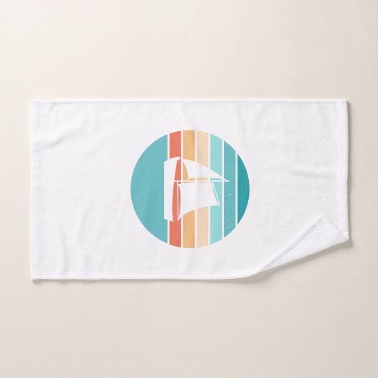 Retro Sunset Effet Perdu + Voilier (Serviette à main)