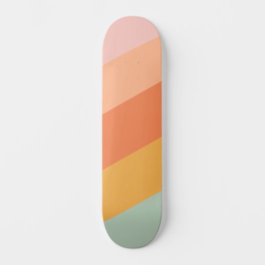 Retro Sunset Esthetische Pastelstrepen Skateboard (Voorkant)