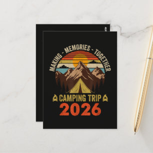 Retro Sunset Familie Camping Trip 2026 Briefkaart