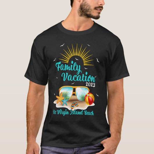 Retro Sunset Family Vacation 2023 Us Virgin Island T-shirt (Voorkant)