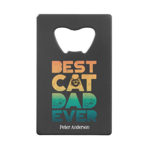 Retro Sunset Fathers Day Best Cat Dad ever Kredietkaart Flessenopener