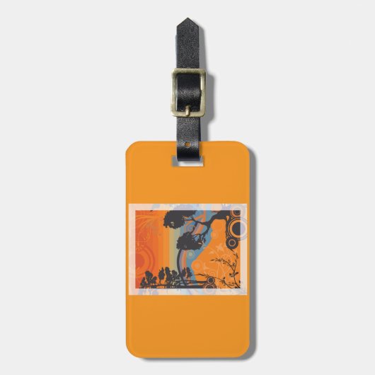 Retro Sunset Forest Landschap Abstract Bagagelabel (Voorkant verticaal)