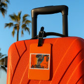 Retro Sunset Forest Landschap Abstract Bagagelabel