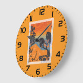 Retro Sunset Forest Landschap Abstract Grote Klok (Hoek)