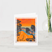 Retro Sunset Forest Landschap Abstract Kaart
