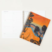 Retro Sunset Forest Landschap Abstract Planner (Display)