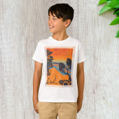 Retro Sunset Forest Landschap Abstract T-shirt