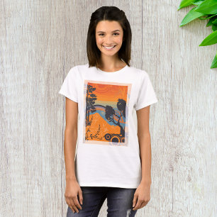 Retro Sunset Forest Landschap Abstract T-shirt
