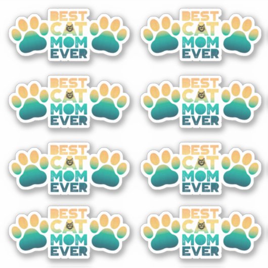 Retro Sunset Foto Moederdag Best Cat Mam Ever Sticker (Voorkant)