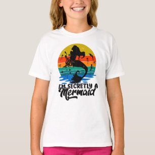 Retro Sunset geheim een zeemeermin T-shirt